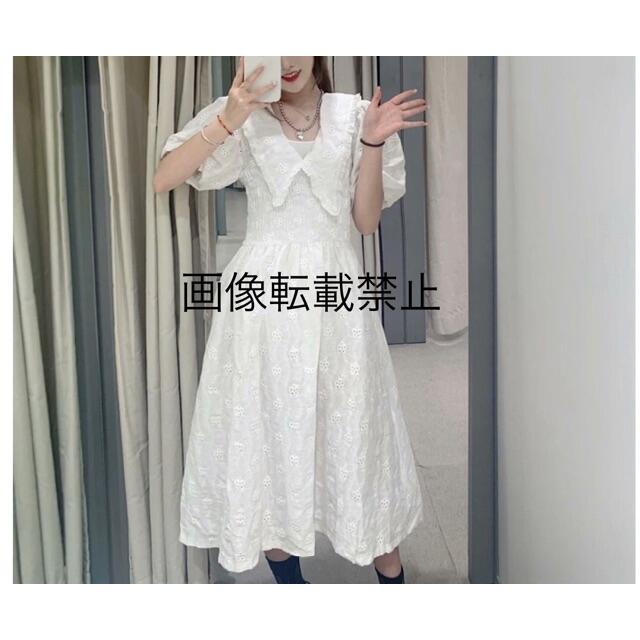 ZARA(ザラ)の🌼春新作💐3678◆white レース 襟 ワンピース  レディースのワンピース(ひざ丈ワンピース)の商品写真