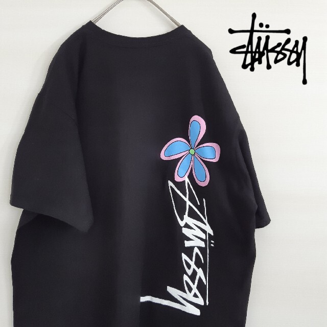 STUSSY(ステューシー)のSTUSSY ステューシー 半袖 Tシャツ 花柄 フラワー ワイド ブラック L メンズのトップス(Tシャツ/カットソー(半袖/袖なし))の商品写真