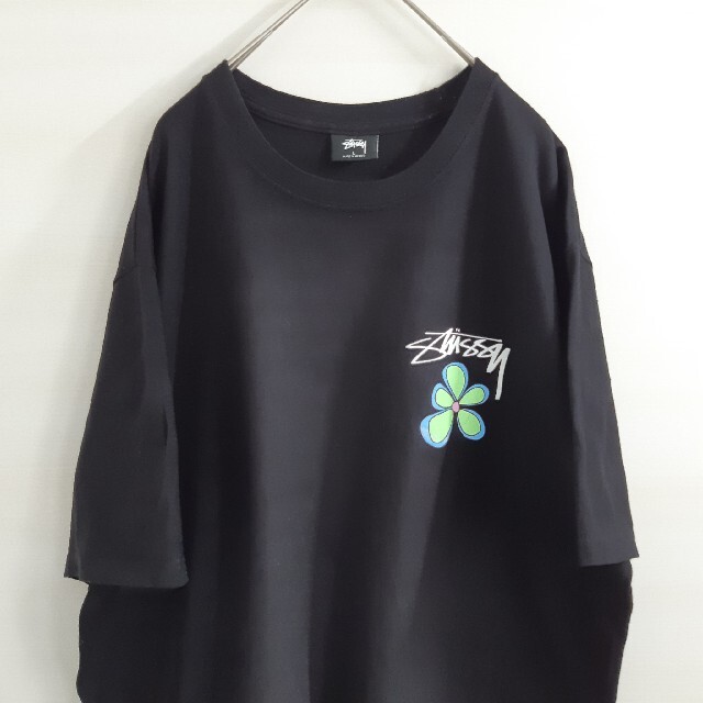 STUSSY(ステューシー)のSTUSSY ステューシー 半袖 Tシャツ 花柄 フラワー ワイド ブラック L メンズのトップス(Tシャツ/カットソー(半袖/袖なし))の商品写真