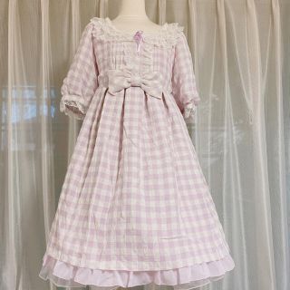 アンジェリックプリティー(Angelic Pretty)のAngelic Pretty Sugary ギンガムワンピース　ラベンダー　新品(ひざ丈ワンピース)