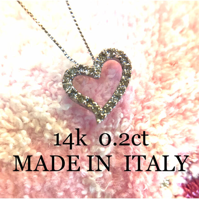 ダイヤモンドネックレス　14k  イタリア製　かわいい