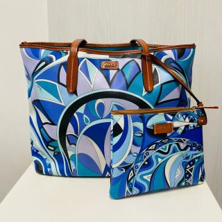 エミリオプッチ(EMILIO PUCCI)の🌟ミランダ様専用🌟エミリオ　プッチ　トートバッグ　ブルー系(トートバッグ)