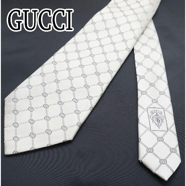 GUCCI - sh　GUCCI グッチ　ネクタイ　GG柄　シルバー