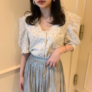 ロキエ(Lochie)の【cherily】flower puff blouse blue(シャツ/ブラウス(長袖/七分))