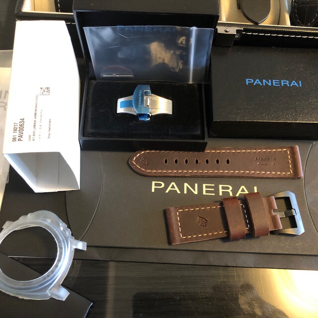 PANERAI(パネライ)のパネライ 純正　バックル2点　ストラップVintage ダークブラウン 未使用 メンズの時計(レザーベルト)の商品写真