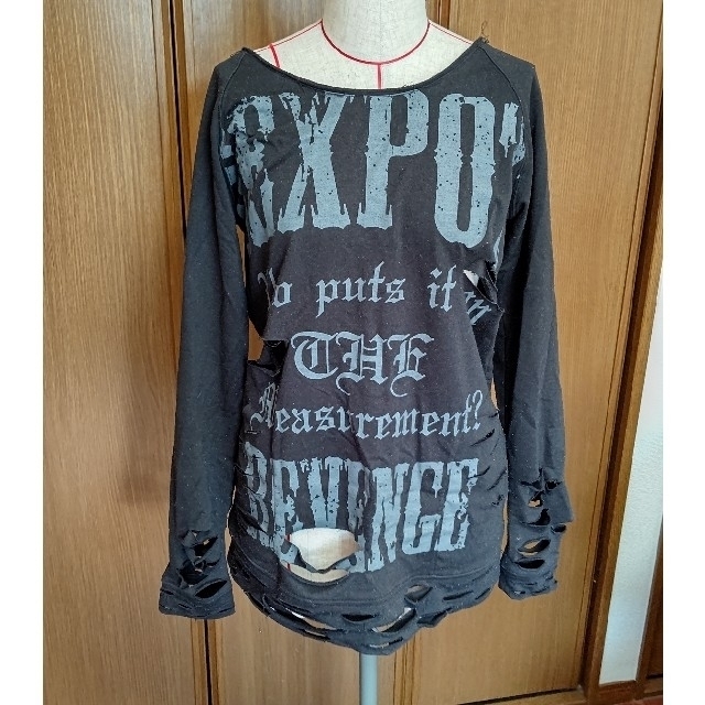 SEX POT ReVeNGe(セックスポットリベンジ)のSEX POT ダメージ加工 ロンＴ レディースのトップス(Tシャツ(長袖/七分))の商品写真