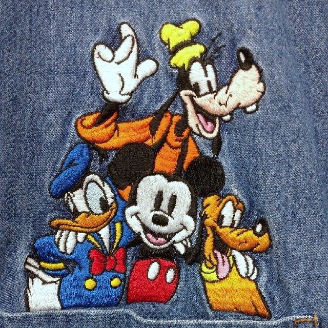 ミッキー ドナルド グーフィー プルート ディズニー 刺繍 デニムシャツ L ミッキー ドナルド グーフィー プルート ディズニー 刺繍 デニムシャツ L