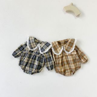 SALE！チェックロンパース　73 80(ロンパース)