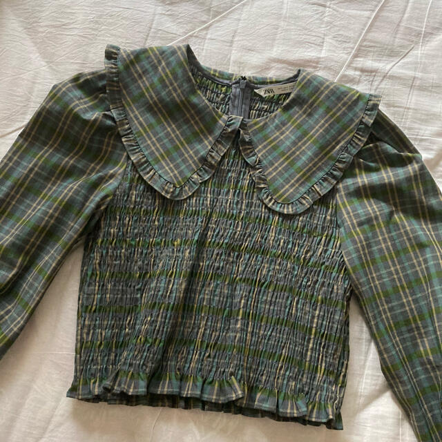 ZARA チェック柄ピーターパン襟トップス