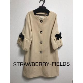 ストロベリーフィールズ(STRAWBERRY-FIELDS)の★新品★STRAWBERRY-FIELDS コート　リボン付き　ベージュ(スプリングコート)