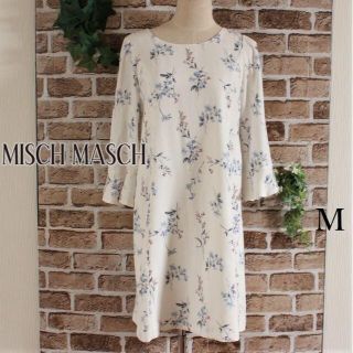 ミッシュマッシュ(MISCH MASCH)のMISCH MASCH★ホワイト花柄フレア袖ワンピースM(ひざ丈ワンピース)