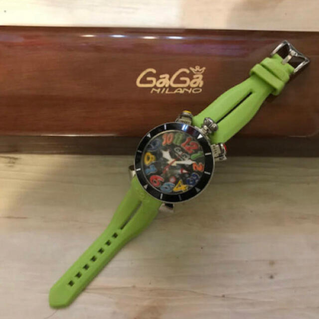 ☆GaGa MILANO☆ガガミラノ☆グリーンラバーベルト☆腕時計