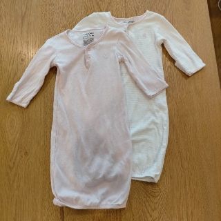 ベビーギャップ(babyGAP)のベビーギャップ ベビードレス 新生児 2枚セット ピンク、ボーダー(カバーオール)