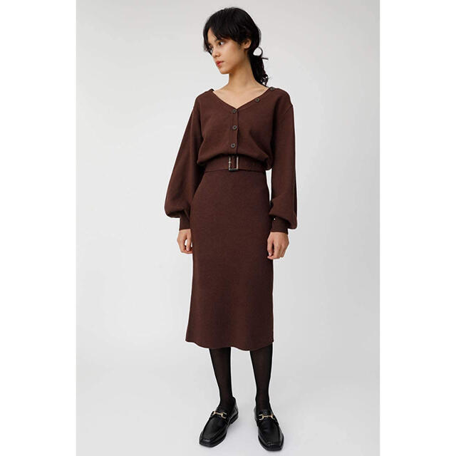 moussy(マウジー)のMOUSSY 2WAY BLOUSING KNIT DRESS レディースのワンピース(ひざ丈ワンピース)の商品写真