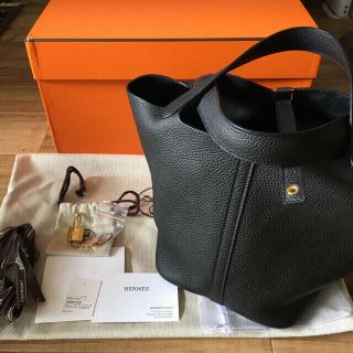 エルメス(Hermes)のエルメス　ピコタンロックMM  ノアール　ゴールド(ハンドバッグ)