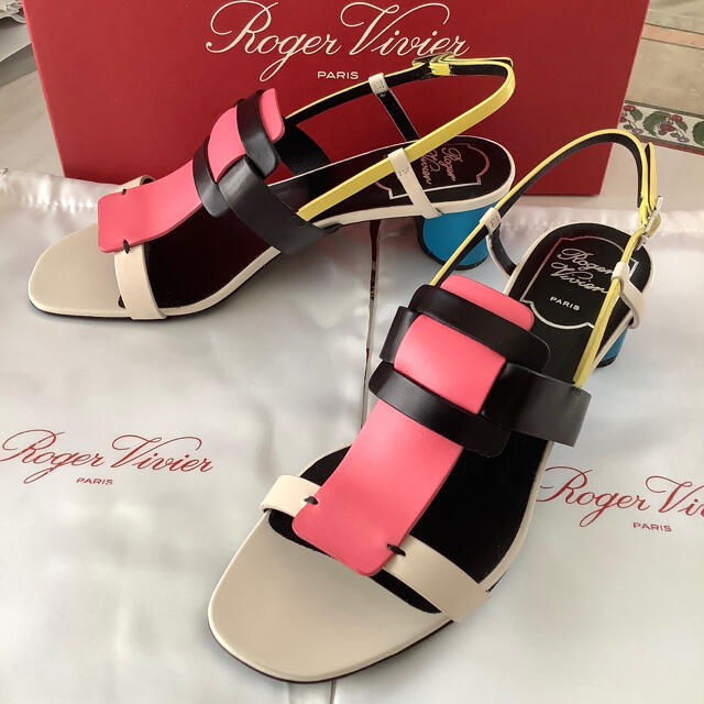 ROGER VIVIER(ロジェヴィヴィエ)の新品!ロジェヴィヴィエ アイコンバックル マルチカラー バックストラップ 24㎝ レディースの靴/シューズ(ハイヒール/パンプス)の商品写真