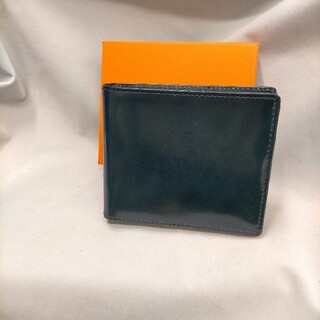 日本製牛革2折財布濃グリーン(折り財布)
