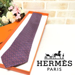 エルメス(Hermes)のHERMES エルメス 金具柄 総柄 ピンク×ブルー ネクタイ(ネクタイ)