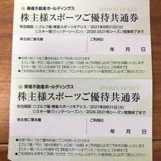 東急不動産HD★株主優待★ゴルフ場・スキー場・東急スポーツオアシス★2枚セット(フィットネスクラブ)