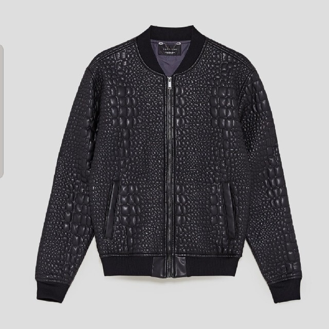 希少 ZARA クロコ 型押し フェイクレザー ボンバー ジャケット 44 XL 希少 ZARA クロコ 型押し フェイクレザー ボンバー ジャケット 44 XL