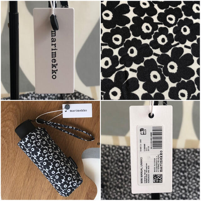 新品 marimekko 折り畳み傘  UNIKKO ウニッコ ブラック 3