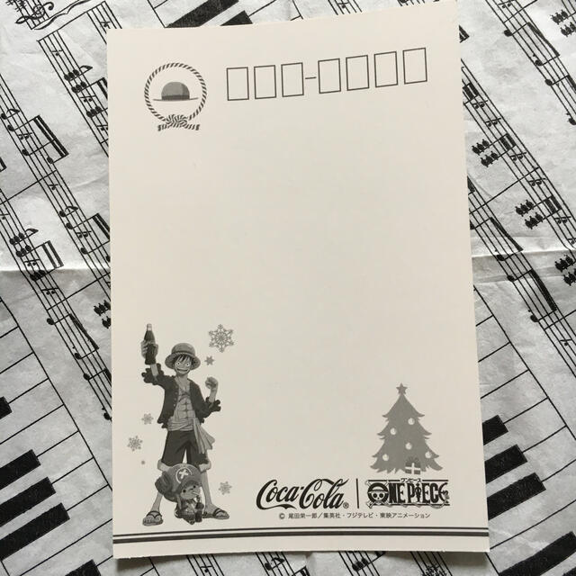 コカ・コーラ(コカコーラ)のONEPIECE×コカ・コーラコラボのポストカード(クリスマスver) エンタメ/ホビーのおもちゃ/ぬいぐるみ(キャラクターグッズ)の商品写真