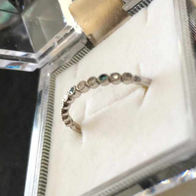 パライバトルマリンリング　0.03ct pt900   14号 レディースのアクセサリー(リング(指輪))の商品写真