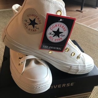 コンバース(CONVERSE)の新品未使用♡コンバース ハイカット 白24cm ♡ハートパッチ(スニーカー)