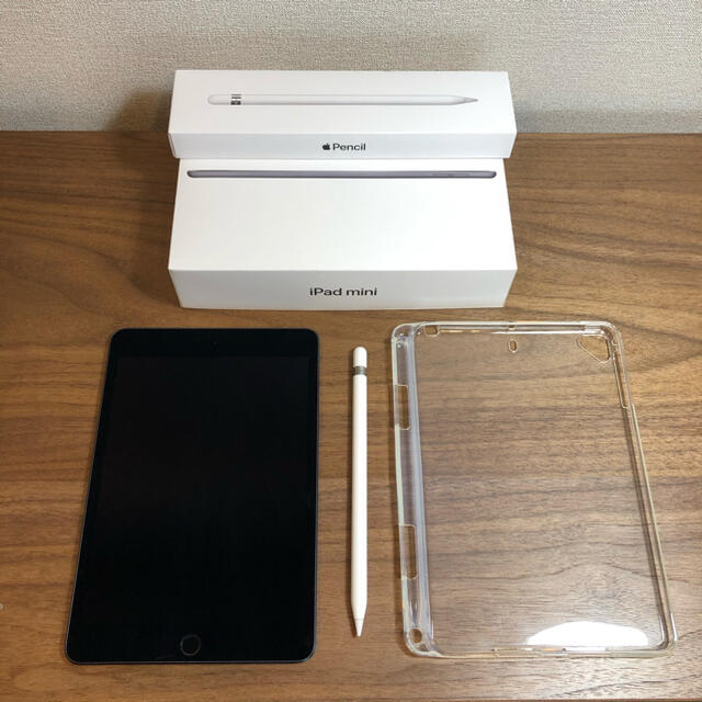 【美品】iPad mini5（SIMフリー）ApplePencil＋ケース付き！