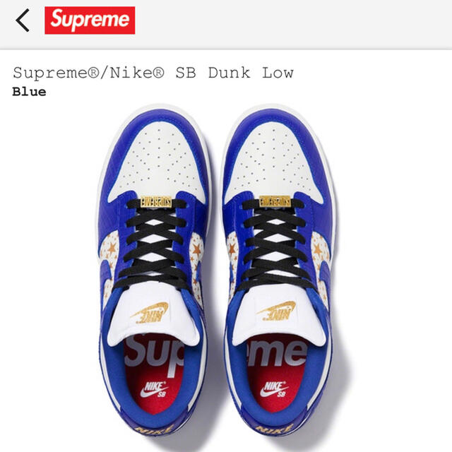 NIKE(ナイキ)のSupreme Nike SB Dunk Low Blue シュプリーム ダンク メンズの靴/シューズ(スニーカー)の商品写真