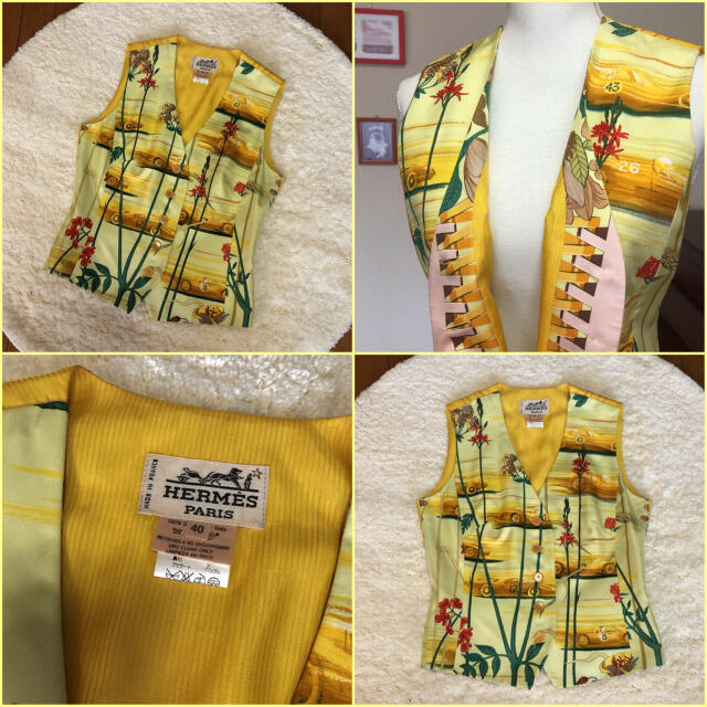【美品】エルメス HERMES ジレ ベスト シルク 【美品】エルメス HERMES ジレ ベスト シルク