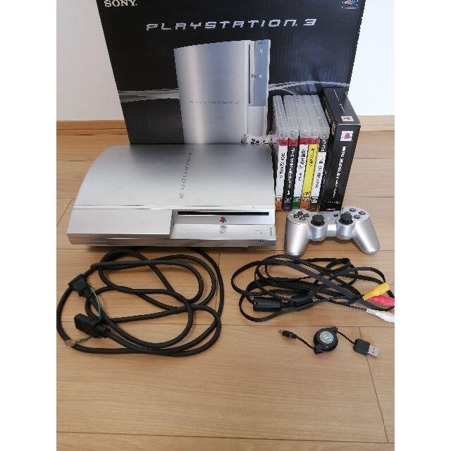 PlayStation3(プレイステーション3)のPS3 本体 40GB +ソフト６本   エンタメ/ホビーのゲームソフト/ゲーム機本体(家庭用ゲーム機本体)の商品写真