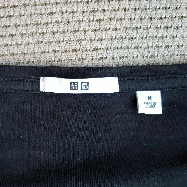 UNIQLO(ユニクロ)のユニクロ　7分袖Tシャツ　黒 レディースのトップス(Tシャツ(長袖/七分))の商品写真