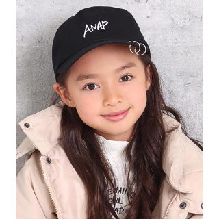 アナップキッズ(ANAP Kids)のANAP kids リング付き　キャップ　黒★(帽子)