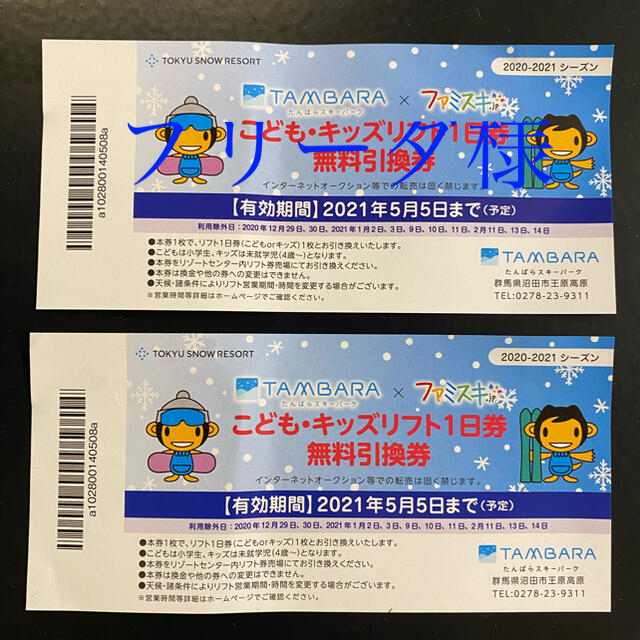 少し豊富な贈り物 こども キッズリフト1日券無料引換券 ファミスキ こどもリフト一日券無料引換券 セット
