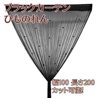 ブラックカーテン　ひものれん　カット可　11色　透け感間仕切り　キラキラストーン(のれん)