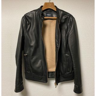 エンメティ ユリ シングルライダース レザー カシミヤ ブラック サイズ46(ライダースジャケット)