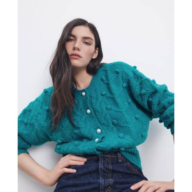 ZARA(ザラ)のパールボタン付きジャケット カーディガン レディースのトップス(カーディガン)の商品写真