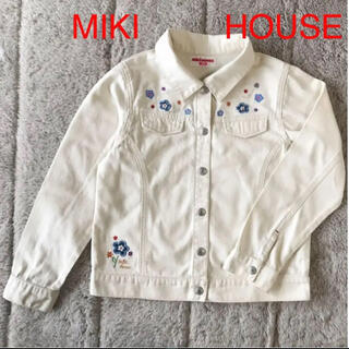 ミキハウス(mikihouse)のミキハウス　ホワイト　デニムジャケット ブルゾン　130(ジャケット/上着)