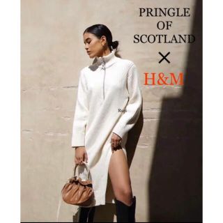 エイチアンドエム(H&M)の【レア新品】PRINGLE × H&Mコラボサイドスリット ニットワンピース(ひざ丈ワンピース)