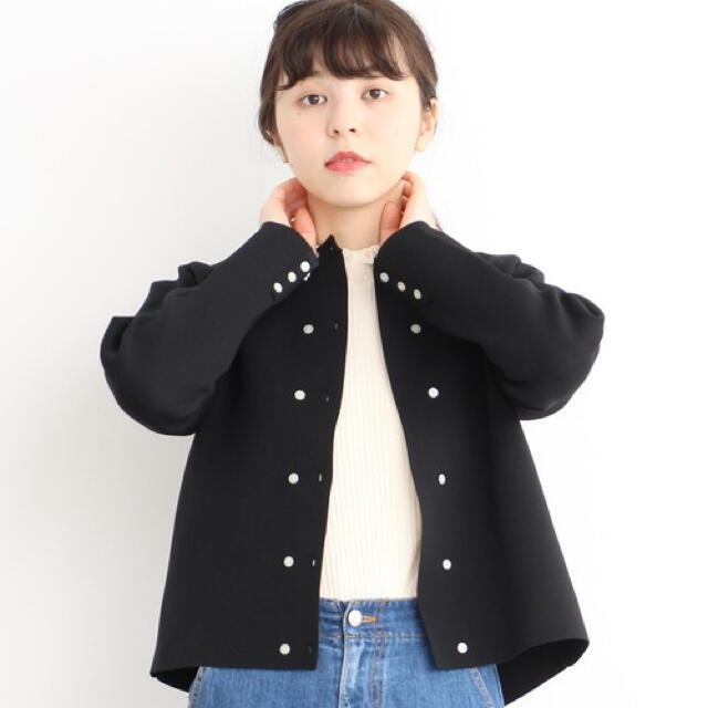 Dot&Stripes CHILDWOMAN(ドットアンドストライプスチャイルドウーマン)のダブルボタンクルーネックカーディガン*CHILD WOMAN レディースのトップス(カーディガン)の商品写真