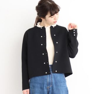 ドットアンドストライプスチャイルドウーマン(Dot&Stripes CHILDWOMAN)のダブルボタンクルーネックカーディガン*CHILD WOMAN(カーディガン)