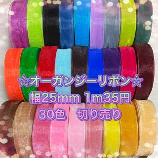 オーガンジーリボン☆幅25mm☆1m35円　切り売り(各種パーツ)