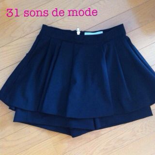 トランテアンソンドゥモード(31 Sons de mode)の美品♡ストレッチフレアスカパン(ショートパンツ)