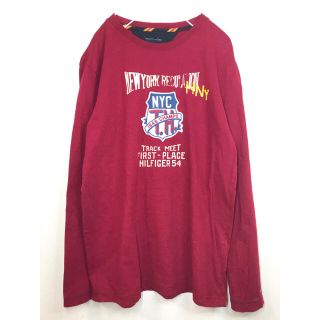 トミーヒルフィガー(TOMMY HILFIGER)のTOMMY HILFIGER   ロングTシャツ　レッド(Tシャツ/カットソー(七分/長袖))