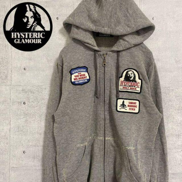 HYSTERIC GLAMOUR ジップアップパーカー ワッペン　グレー　S