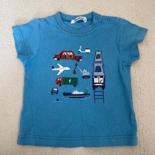 ファミリア(familiar)の②&③ ファミリア　ブルー&グレー　半袖　Tシャツ　90  電車(Tシャツ/カットソー)