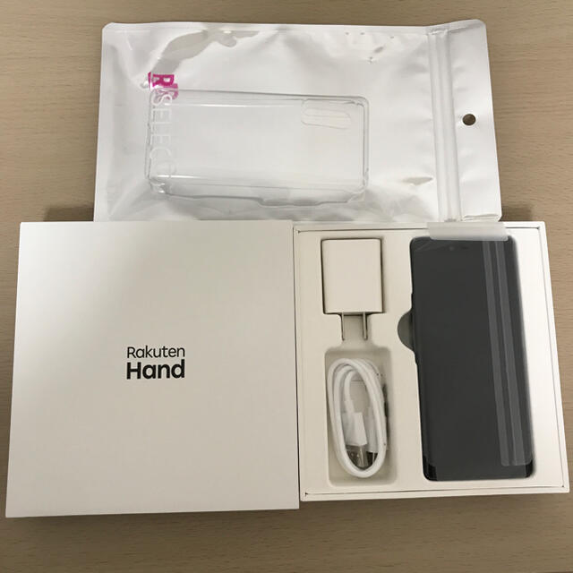 スマートフォン/携帯電話Rakuten Hand ブラック 未使用 専用クリアケース付き ハンド