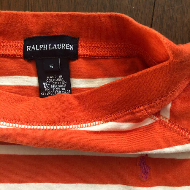 Ralph Lauren(ラルフローレン)の【はるこ様専用】Ralph Lauren ボーダーカットソー　オレンジ　5y キッズ/ベビー/マタニティのキッズ服男の子用(90cm~)(Tシャツ/カットソー)の商品写真