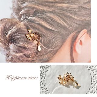 No.187 新商品✨小さな花束とパール（ver.１）ポニーフック　ハンドメイド(ヘアアクセサリー)